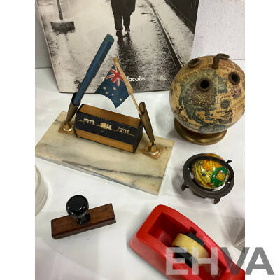 Legends of the Anzacs 2017 Coin Album, Austrtalia Commonwealth Bank 1992 80 Years Anniversary Medal, Assorted Collection of Office Supplies, Pyramid Style Desk Organiser and More