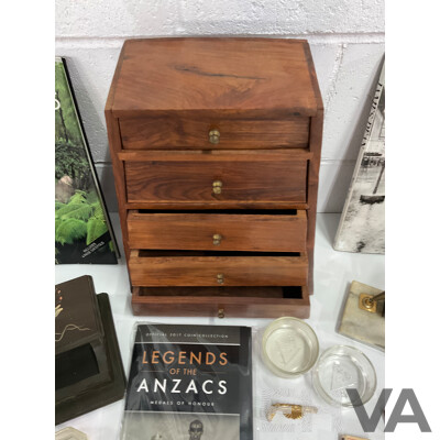 Legends of the Anzacs 2017 Coin Album, Austrtalia Commonwealth Bank 1992 80 Years Anniversary Medal, Assorted Collection of Office Supplies, Pyramid Style Desk Organiser and More