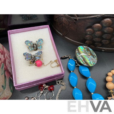 Assorted Costume Jewellery - Bracelets, Earrings, Necklaces, Rings, Musical Jewellery Boxes and More