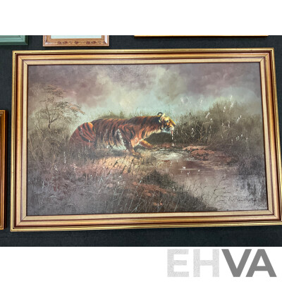 Assorted Large Paintings and Frames - Oil on Board - Lot of 8
