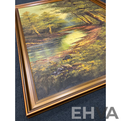 Artist Unknown - “Wilderness River Forest” Framed - Oil on Board