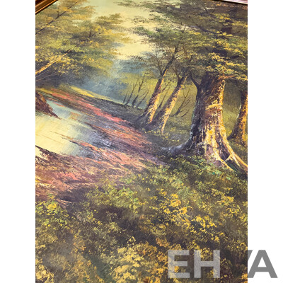 Artist Unknown - “Wilderness River Forest” Framed - Oil on Board