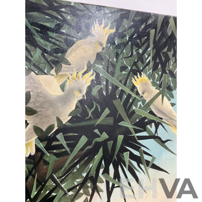 Mary Pinnock (1951-) ''Dawn on Kakadu" 1989, Acrylic on Canvas 181x181cm
