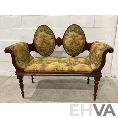 Edwardian Style Double Cameo Back Settee with Tapestry Upholstery