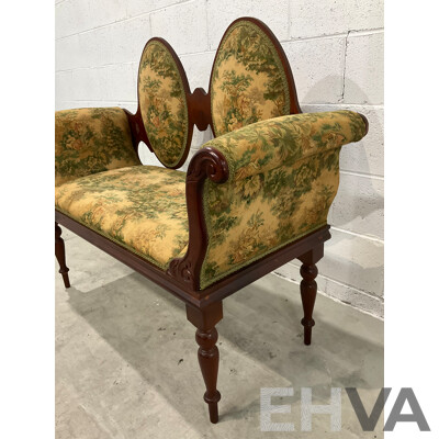 Edwardian Style Double Cameo Back Settee with Tapestry Upholstery