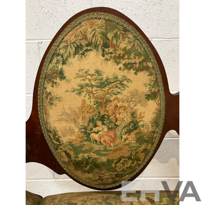 Edwardian Style Double Cameo Back Settee with Tapestry Upholstery