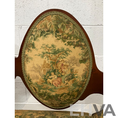 Edwardian Style Double Cameo Back Settee with Tapestry Upholstery