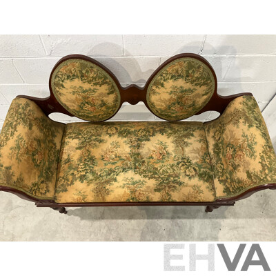 Edwardian Style Double Cameo Back Settee with Tapestry Upholstery