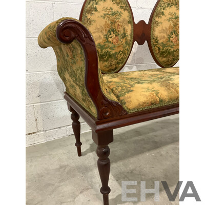 Edwardian Style Double Cameo Back Settee with Tapestry Upholstery