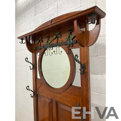 Queensland Maple Hall Stand with Lift Up Seat and Mirror