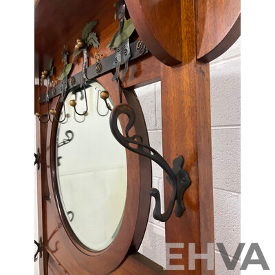 Queensland Maple Hall Stand with Lift Up Seat and Mirror