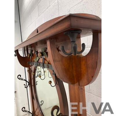 Queensland Maple Hall Stand with Lift Up Seat and Mirror