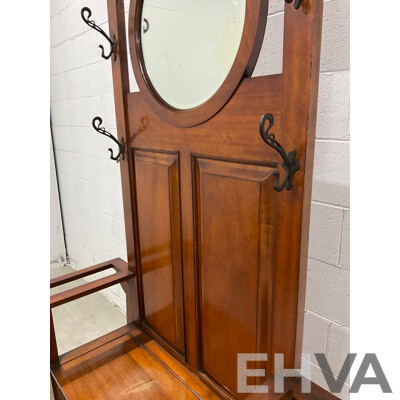 Queensland Maple Hall Stand with Lift Up Seat and Mirror