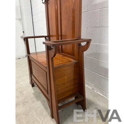 Queensland Maple Hall Stand with Lift Up Seat and Mirror
