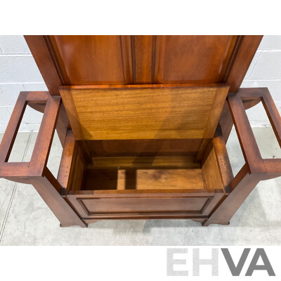 Queensland Maple Hall Stand with Lift Up Seat and Mirror