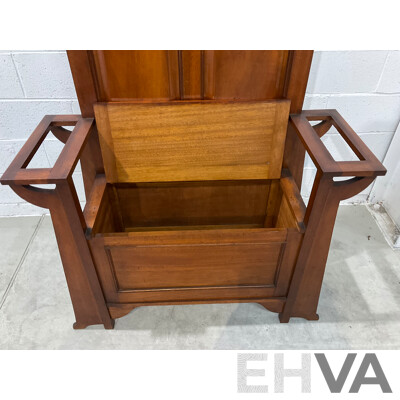 Queensland Maple Hall Stand with Lift Up Seat and Mirror