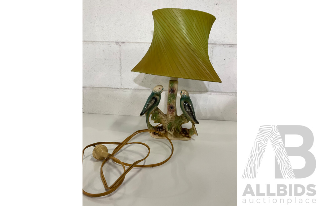 Mid 20th Century Dutch Ceramic Table Lamp with Budgies by Jema