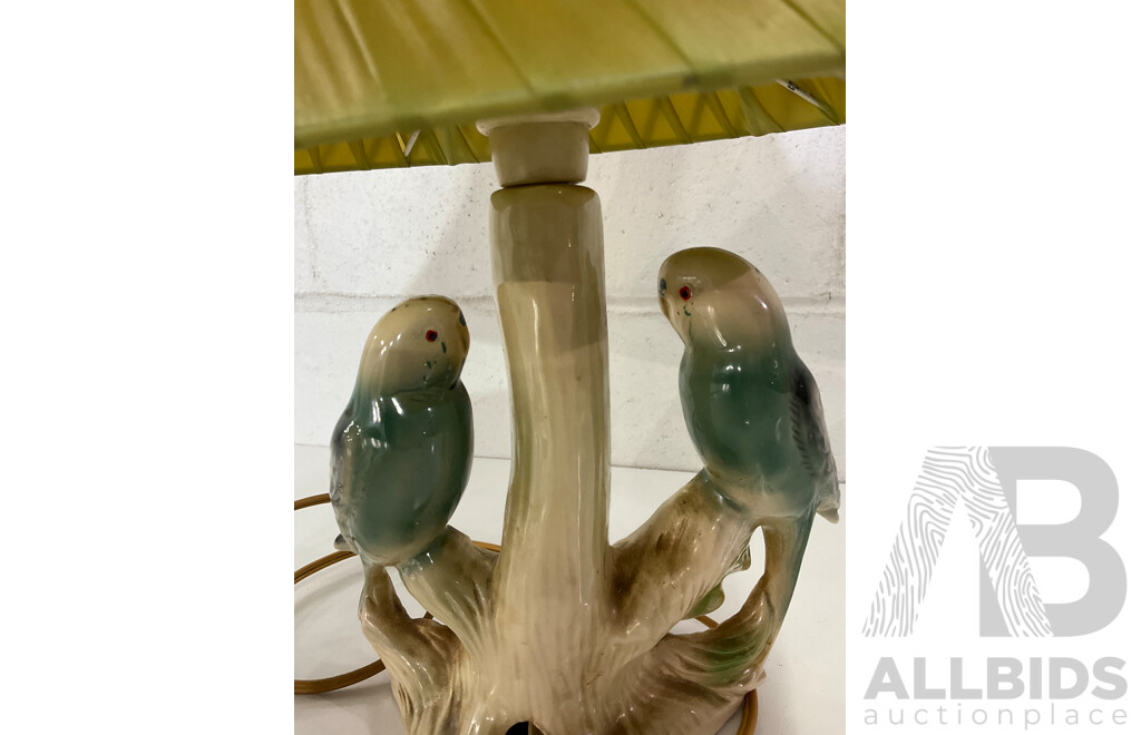 Mid 20th Century Dutch Ceramic Table Lamp with Budgies by Jema