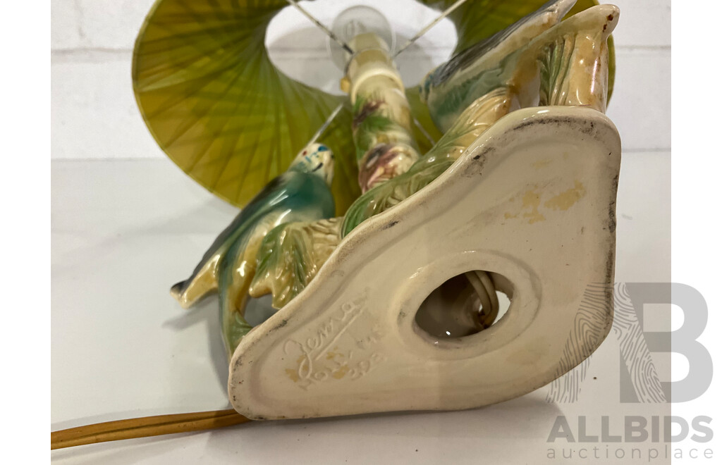 Mid 20th Century Dutch Ceramic Table Lamp with Budgies by Jema