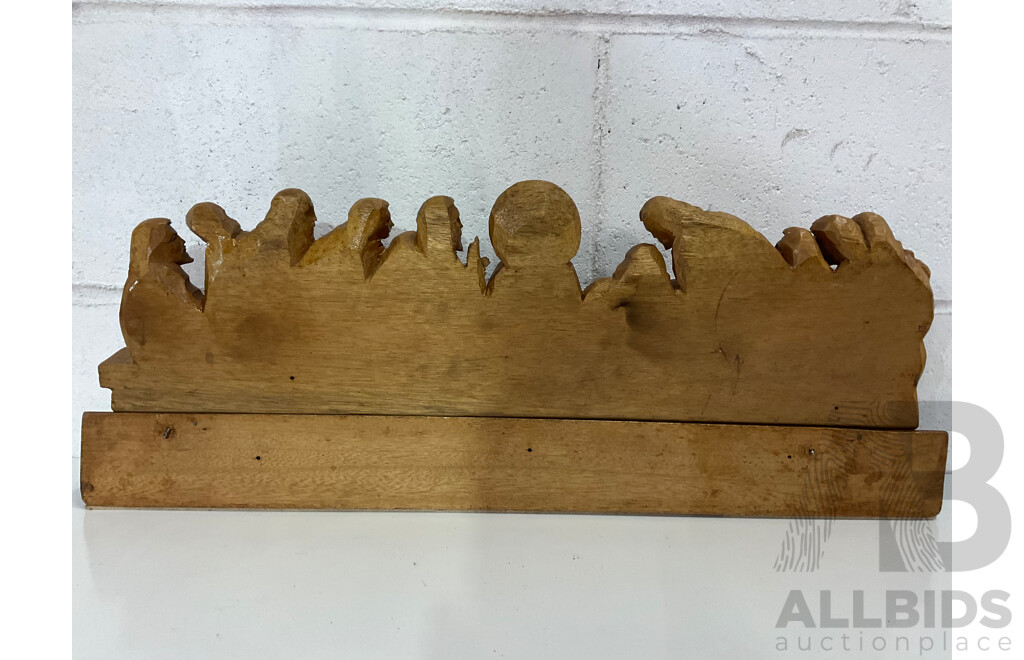 Jesus Plaster Large Statue, Hand Carved Wood the Last Supper Wall Plaque and Other Religious Items - Lot of 9