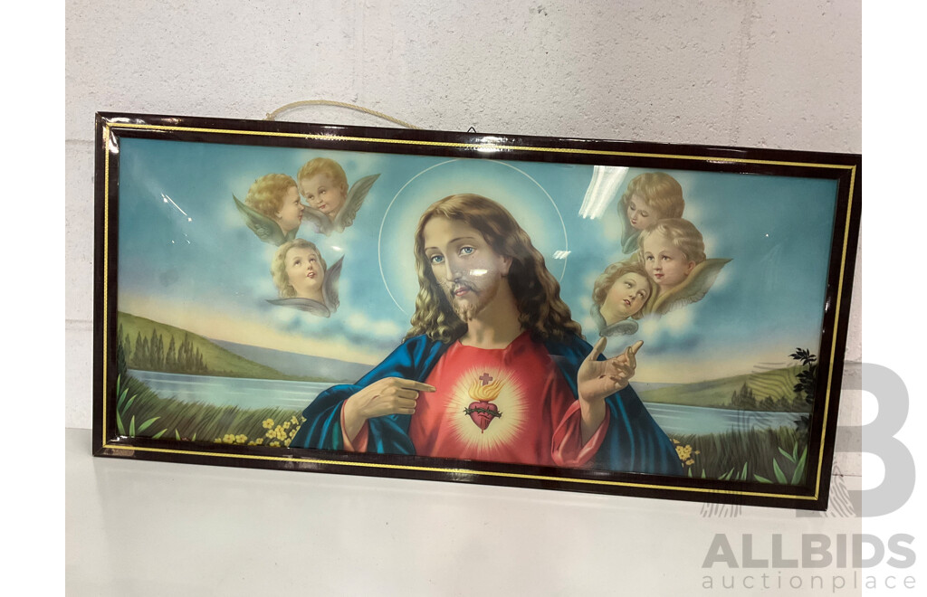 Jesus Plaster Large Statue, Hand Carved Wood the Last Supper Wall Plaque and Other Religious Items - Lot of 9