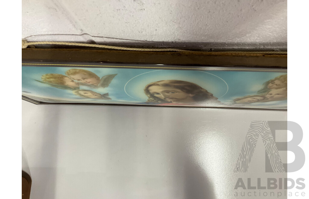 Jesus Plaster Large Statue, Hand Carved Wood the Last Supper Wall Plaque and Other Religious Items - Lot of 9