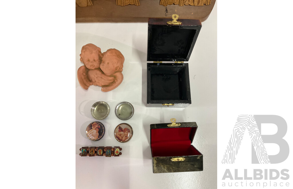 Jesus Plaster Large Statue, Hand Carved Wood the Last Supper Wall Plaque and Other Religious Items - Lot of 9