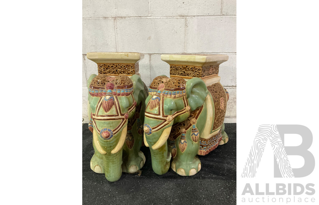 Ceramic Elephant Plant Stand - Lot of 2