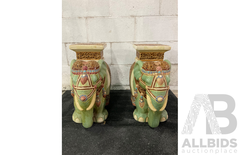 Ceramic Elephant Plant Stand - Lot of 2