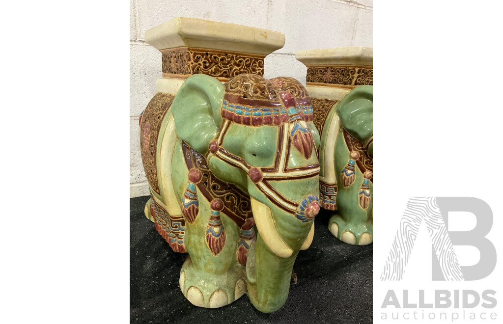 Ceramic Elephant Plant Stand - Lot of 2