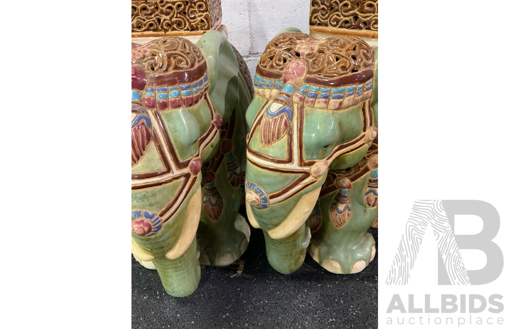 Ceramic Elephant Plant Stand - Lot of 2