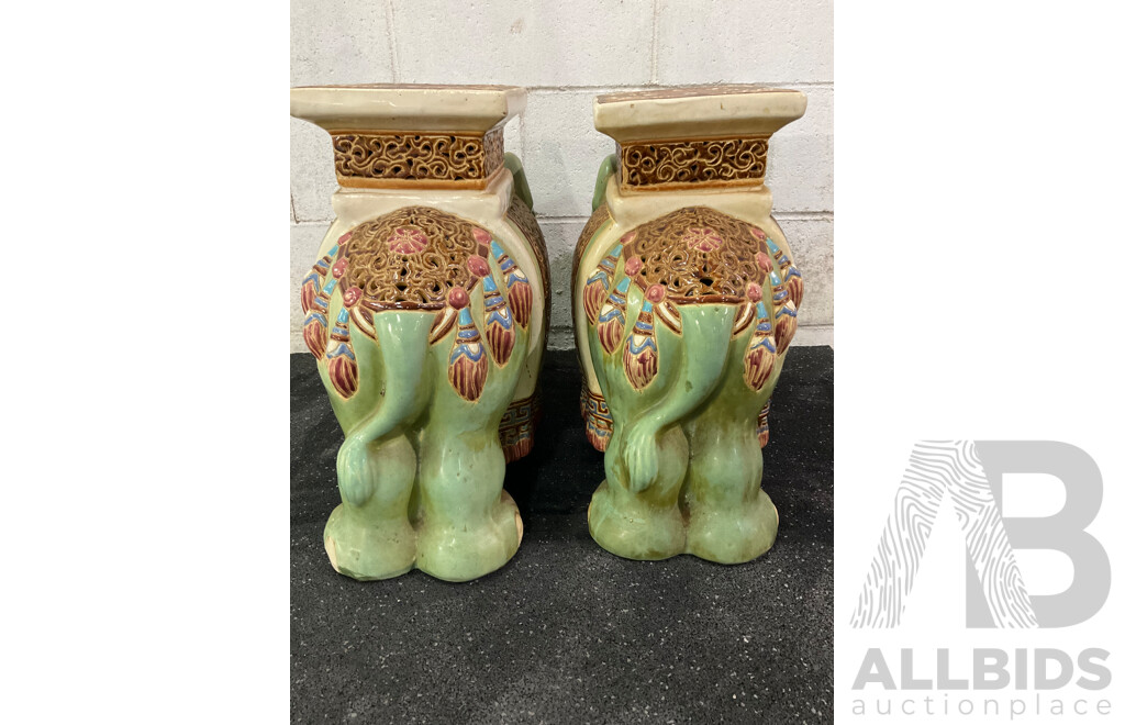 Ceramic Elephant Plant Stand - Lot of 2