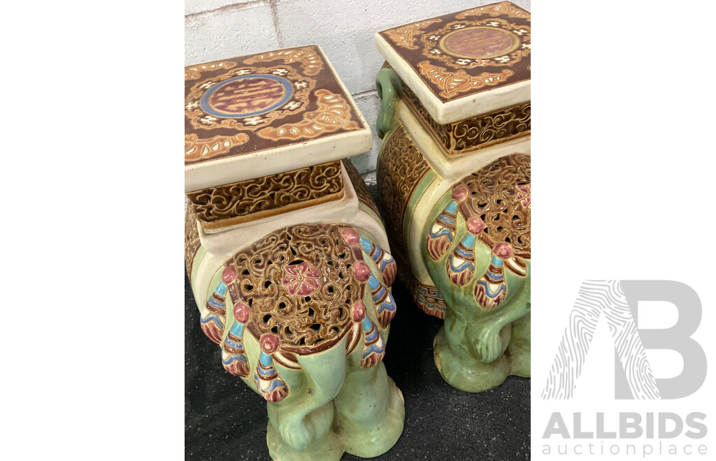 Ceramic Elephant Plant Stand - Lot of 2