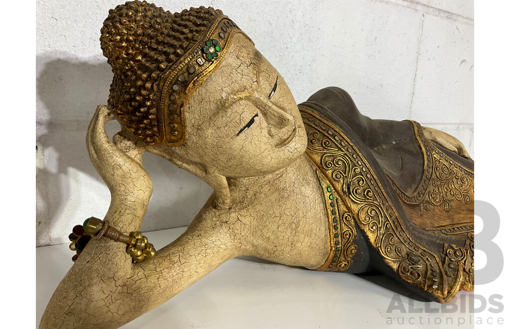 Collection of Gilt Carved Timber Buddha Statues - Lot of 6