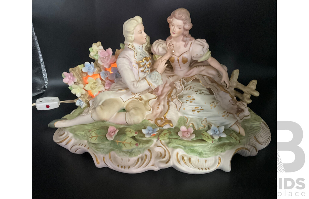 Courting Couple Bisque Figurine Lighted with Music in Style of LENWILE ARDALT and Assorted  Victorian Style and Other Porcelain Ceramic Figurines Collection - Lot of 28