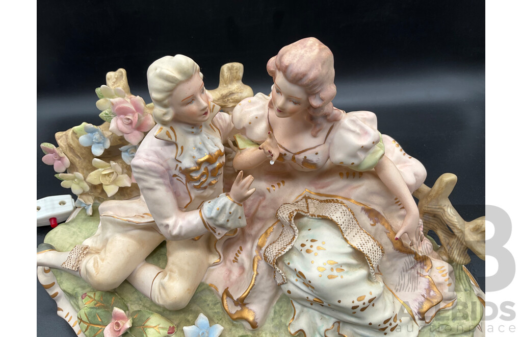 Courting Couple Bisque Figurine Lighted with Music in Style of LENWILE ARDALT and Assorted  Victorian Style and Other Porcelain Ceramic Figurines Collection - Lot of 28