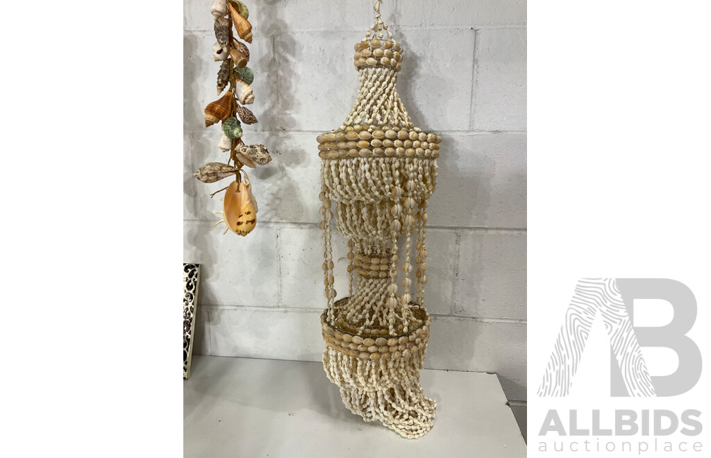 Large Collection of Sea Shell, Including Shell Lamp, Sea Shell Chandelier, Abalone Shell Art, Hot Plate Trivets, Mother of Pearl Shell and More
