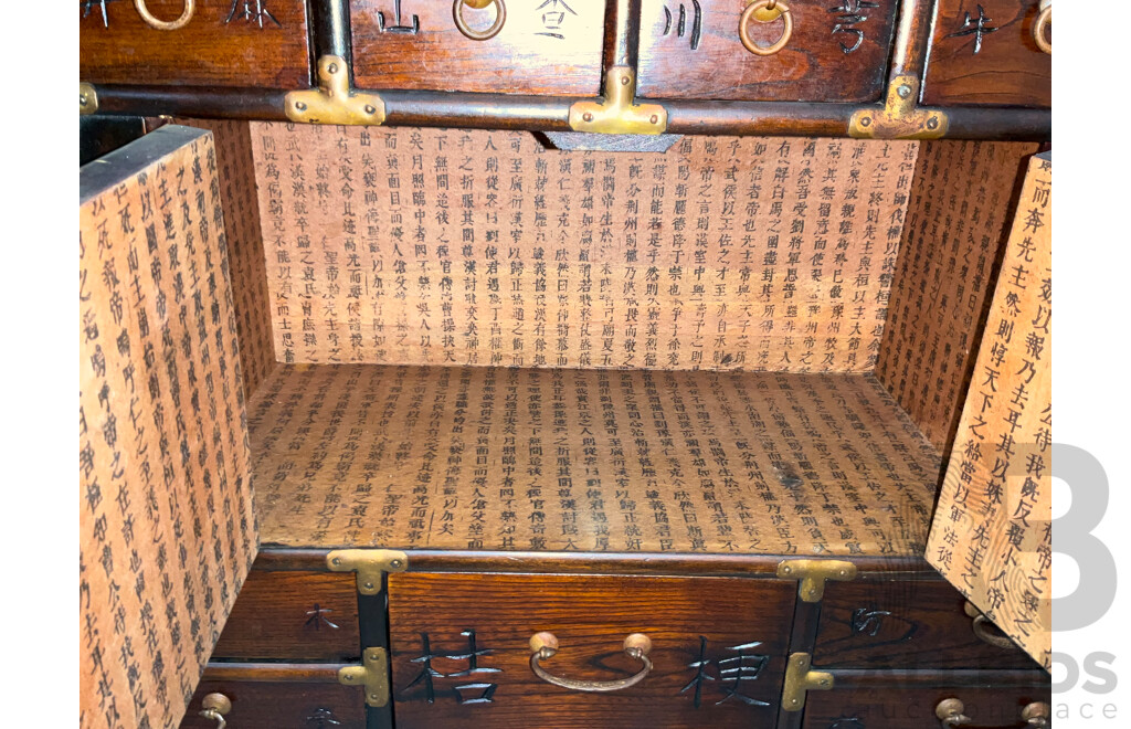 Korean Elm Apothecary Chest with Brass Fittings