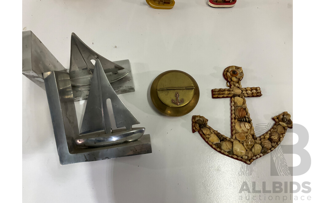 N. HOWE (1981), "Lighthouse" Oil on Board , Together with a Collection of Nautical Themed Items - Lot of 16