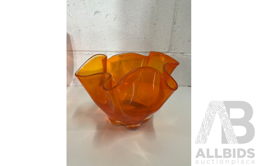 Assorted Orange Art Glass Bowls - Lot of 5