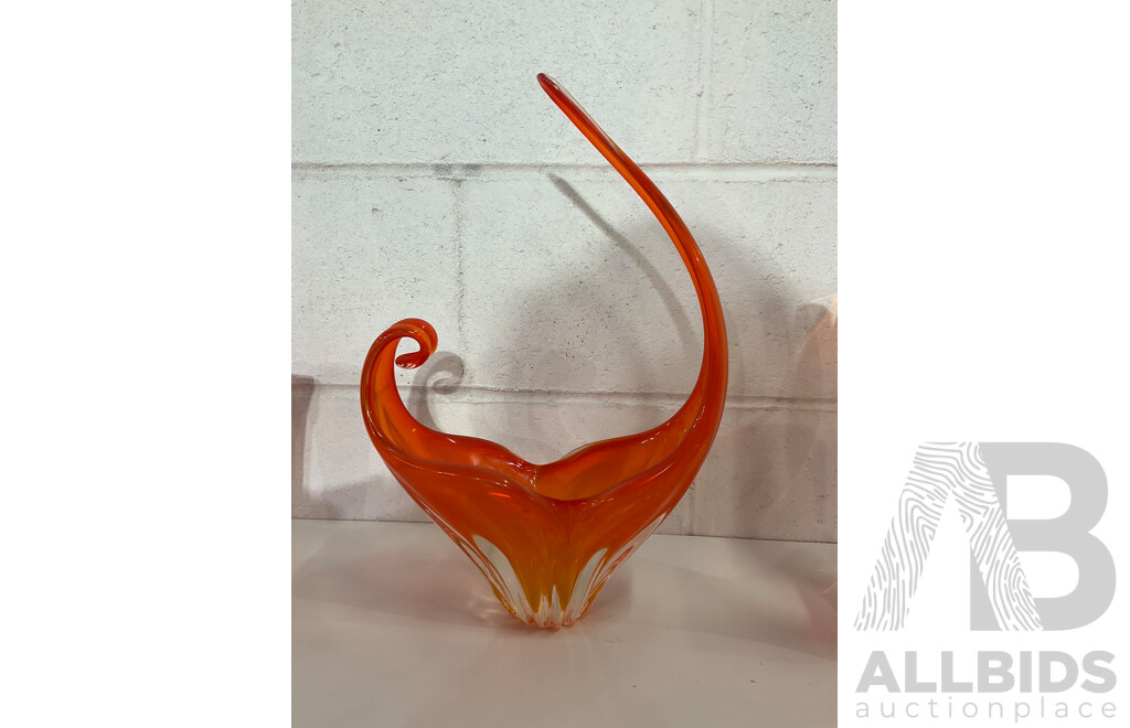 Assorted Orange Art Glass Bowls - Lot of 5