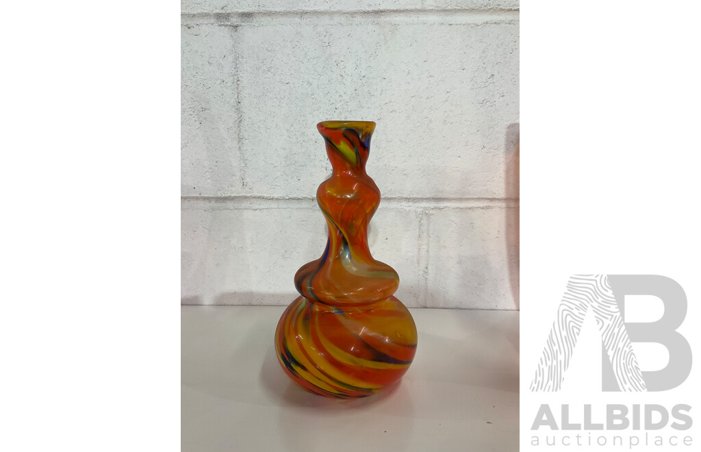 Assorted Orange Art Glass Bowls - Lot of 5