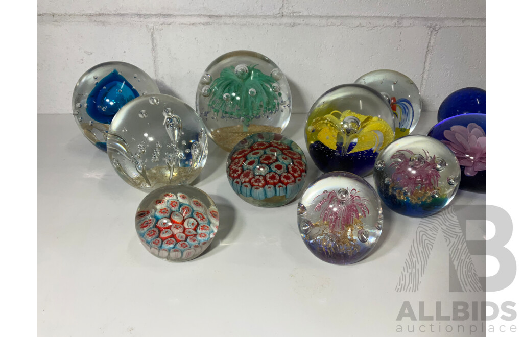 Assorted Glass Paper Weights, Some with Floral Detail - Lot of 15