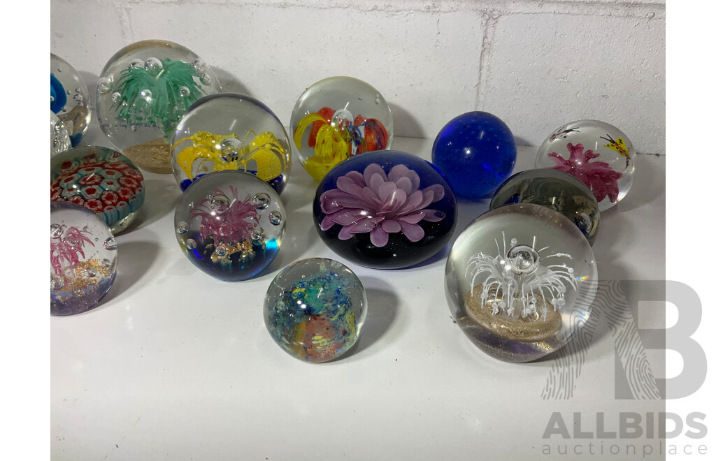 Assorted Glass Paper Weights, Some with Floral Detail - Lot of 15