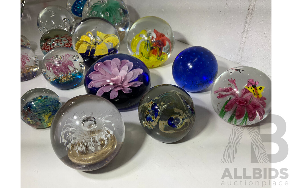 Assorted Glass Paper Weights, Some with Floral Detail - Lot of 15
