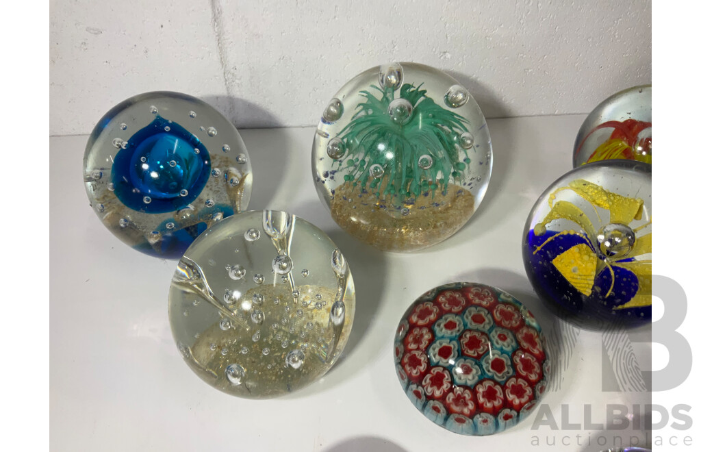 Assorted Glass Paper Weights, Some with Floral Detail - Lot of 15