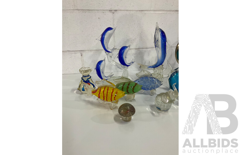 Assorted  Art Glass Collection, Including Franklin Mint Moonlight in Platinum Sculpture - Lot of 17