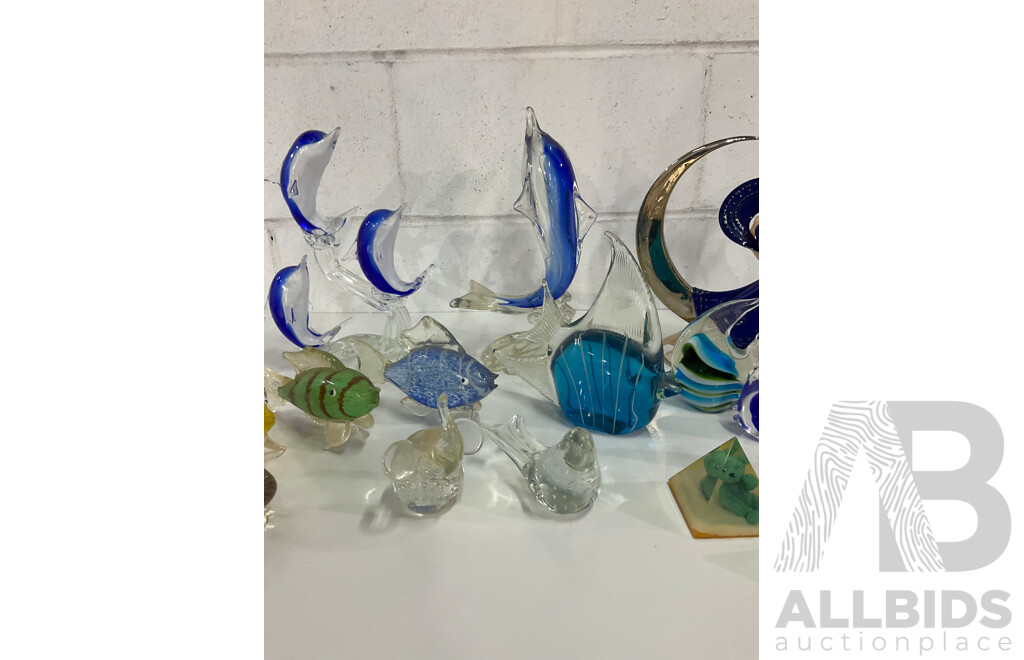 Assorted  Art Glass Collection, Including Franklin Mint Moonlight in Platinum Sculpture - Lot of 17