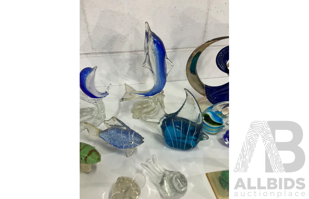 Assorted  Art Glass Collection, Including Franklin Mint Moonlight in Platinum Sculpture - Lot of 17