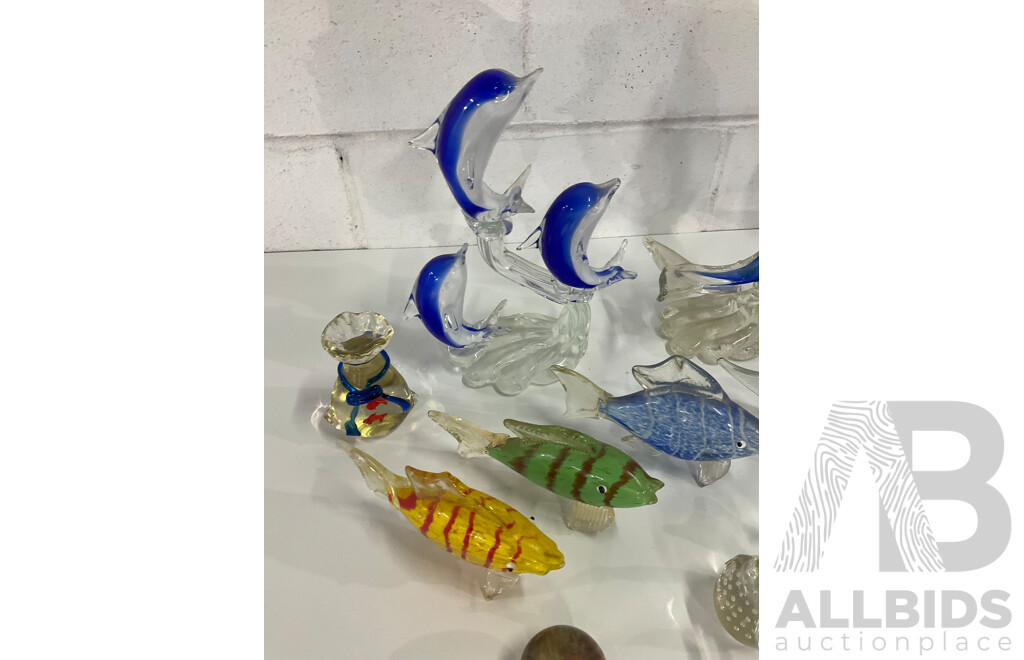 Assorted  Art Glass Collection, Including Franklin Mint Moonlight in Platinum Sculpture - Lot of 17